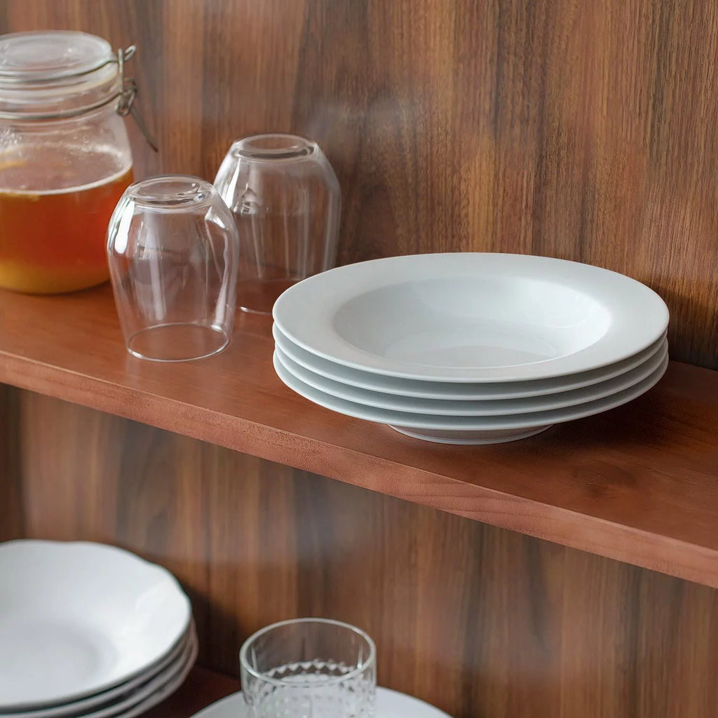 White Porcelain Rimmed Soup Bowls Set of 4 E476817
