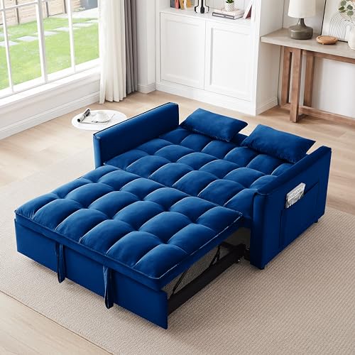 Velvet Convertible Sofa Bed with Adjustable Back H82868