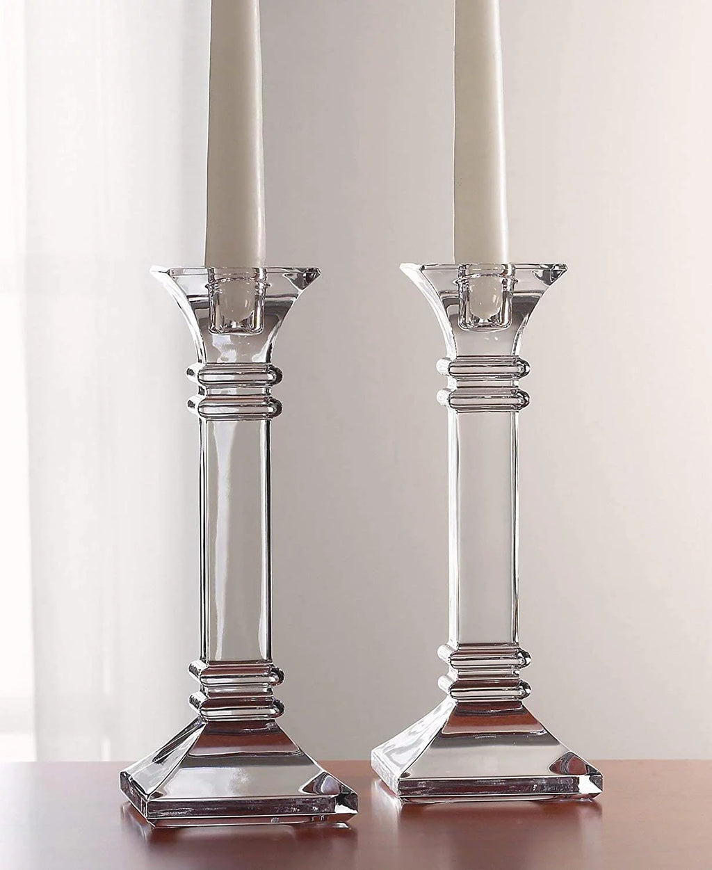 Set of 2 Clear Table Candlestick 8in F2045