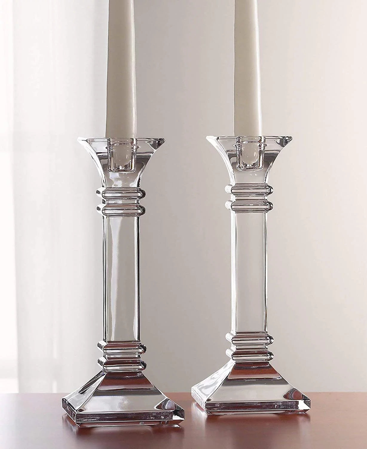 Set of 2 Clear Table Candlestick 8in F2045