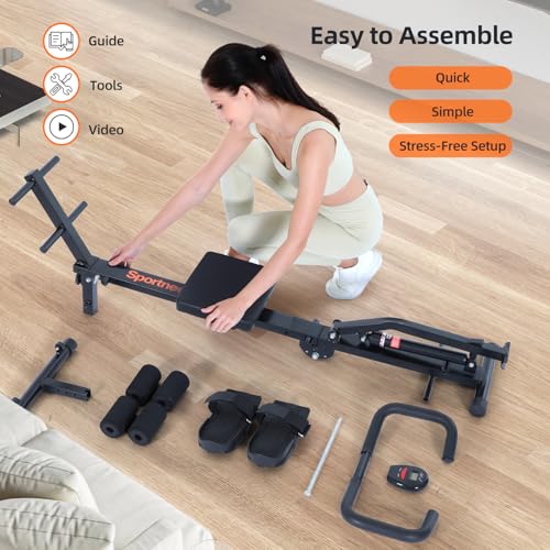 Foldable Hydraulic Rowing Machine with 12-Level Resistance and Backrest A4224