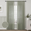 Sage Green Semi Sheer Linen Curtains 84 Inch Length 2 Panels Set Back Pocket 52x84 X56314