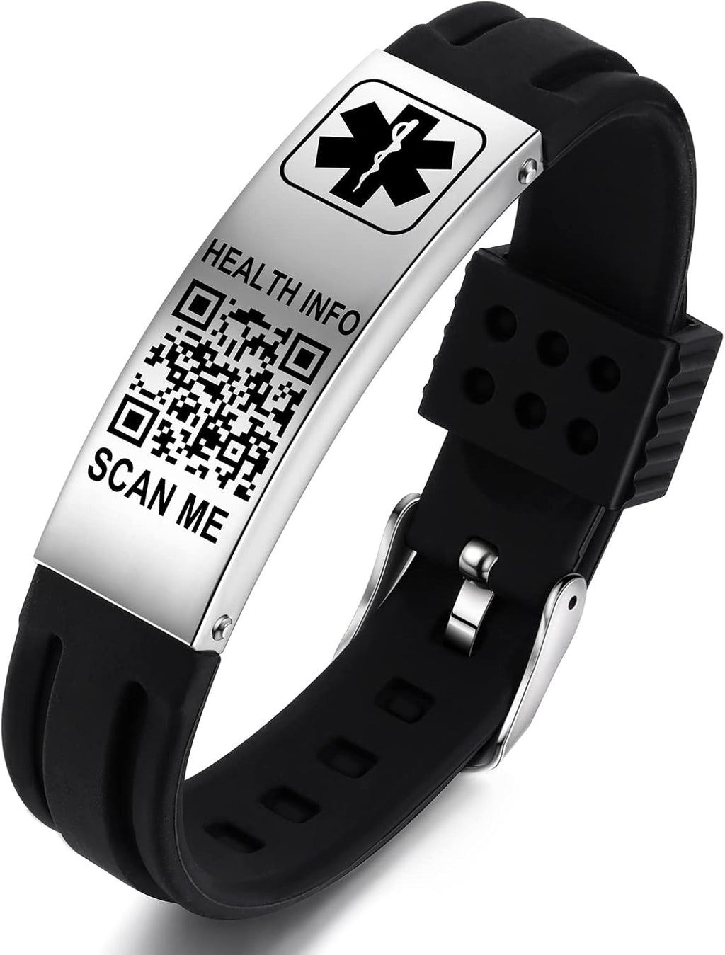Silicone Waterproof Medical Alert ID Bracelet Y343068