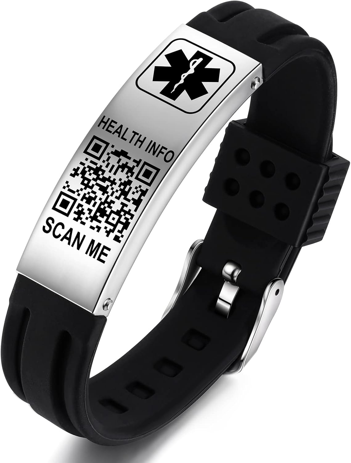 Silicone Waterproof Medical Alert ID Bracelet Y343068