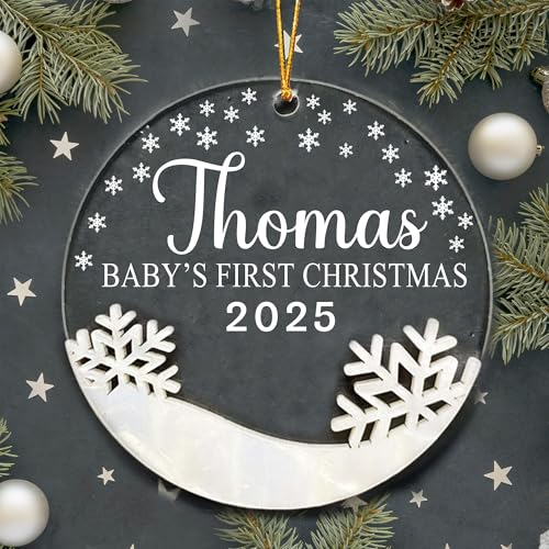 Engraved Wooden and Acrylic Baby's 1st Christmas Ornament 2025 A4326
