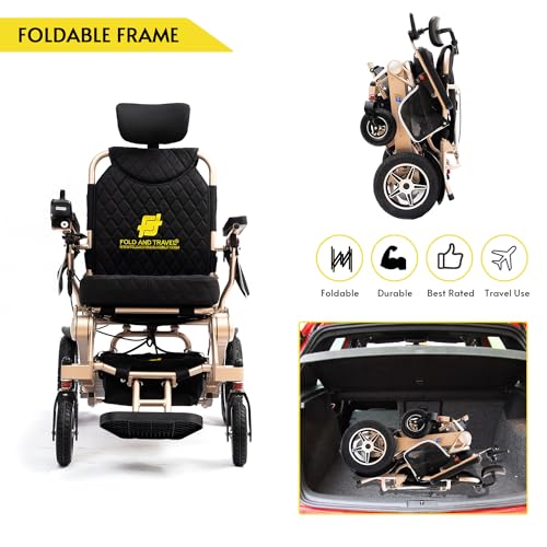 Lightweight Foldable Electric Wheelchair with Blue Seat Q807317