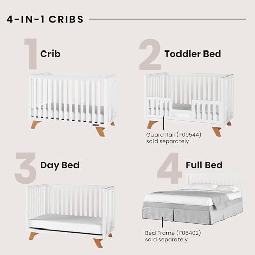 4-Piece Nursery Set with Crib, Dresser, Changing Table Topper, Chest, Nightstand V8418