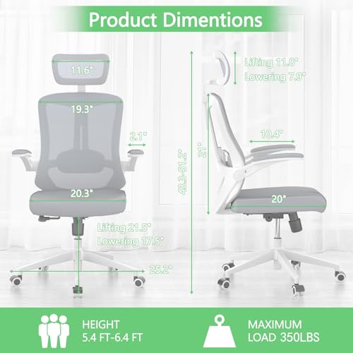 White+Khaki Mesh High Back Office Chair with Wheels M958