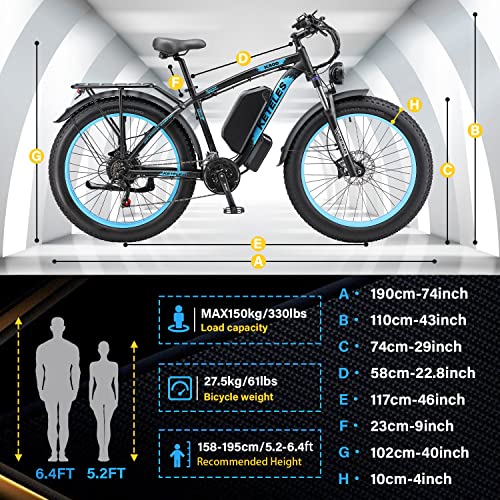 26" Fat Tire Electric Mountain Bike with 48V Removable Battery Z3361
