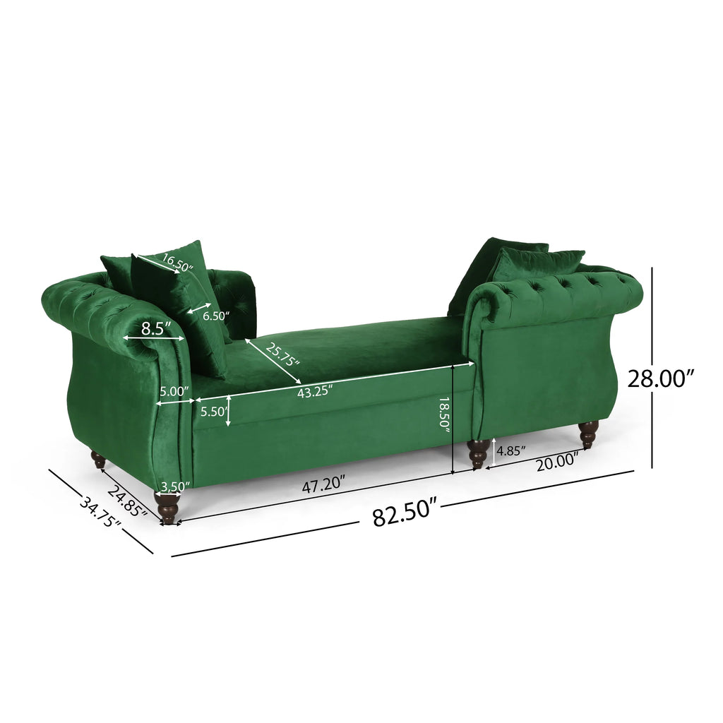 Emerald Fabric Tufted Chaise Lounge J158934