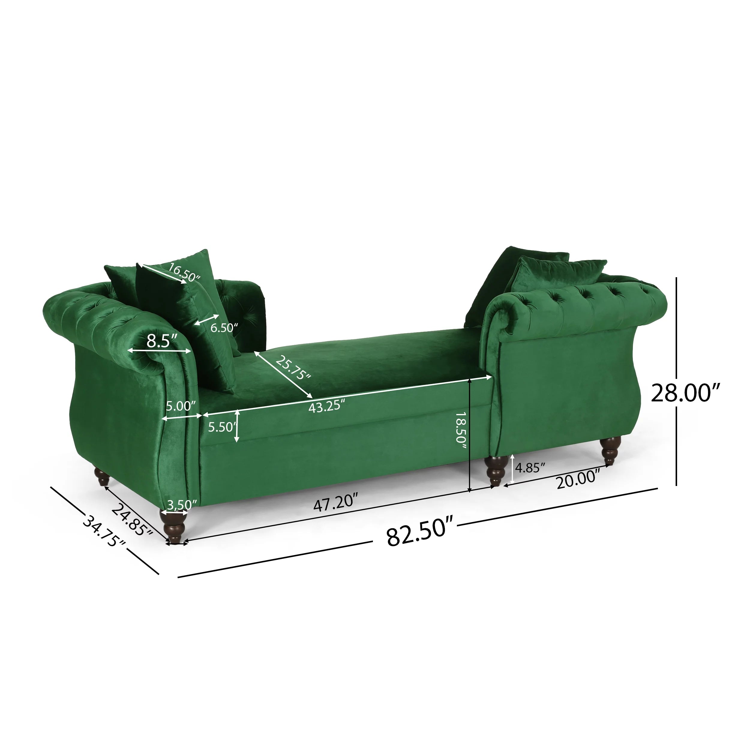 Emerald Fabric Tufted Chaise Lounge J158934