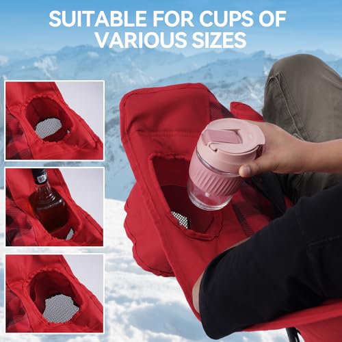 Grey Double Padded Camping Loveseat Chair with Cup Holders and Carry Bag U151647