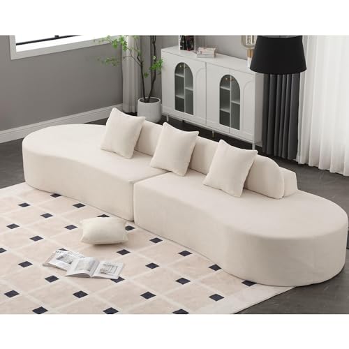Beige Terry Cloth Modular Sectional Sofa with 3 Pillows G454169