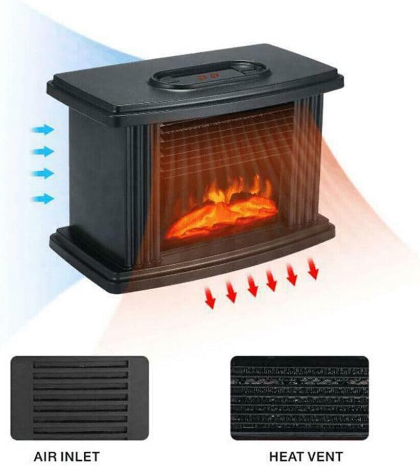 Freestanding Electric Fireplace Stove with Realistic Flame Effect, 1000W X9394