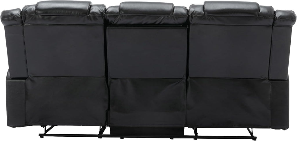 3 Seater Manual Reclining Leather Sofa with Center Console N35640