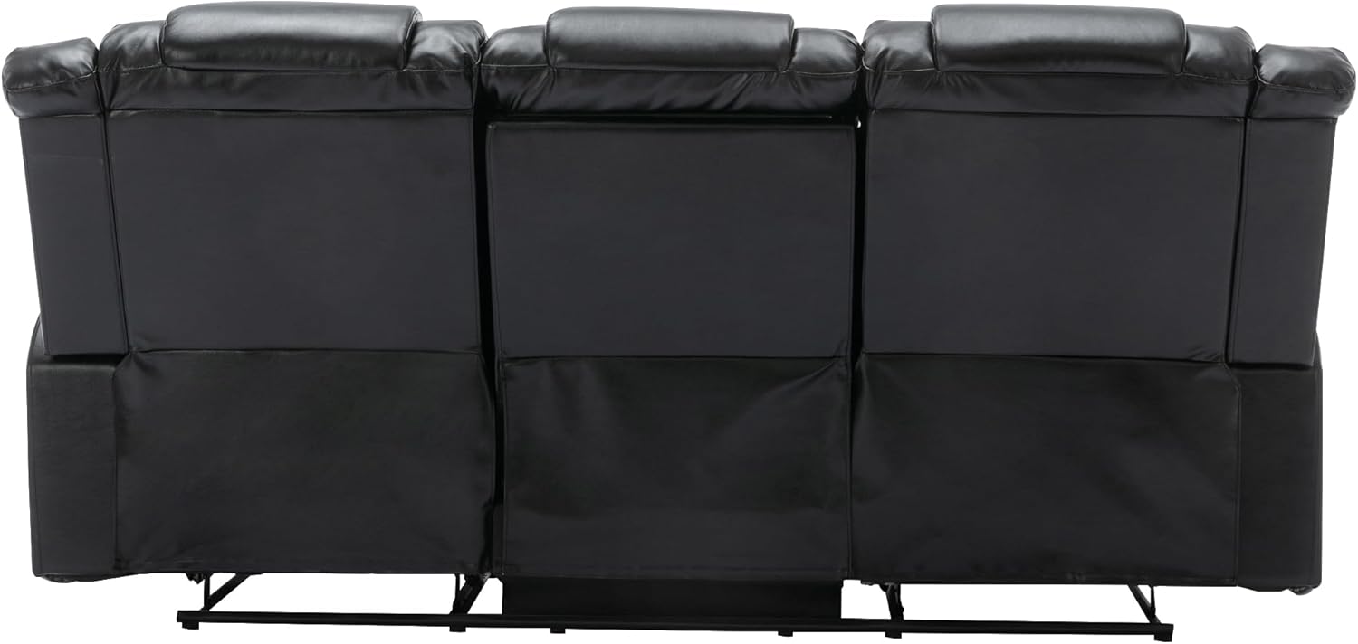 3 Seater Manual Reclining Leather Sofa with Center Console N35640
