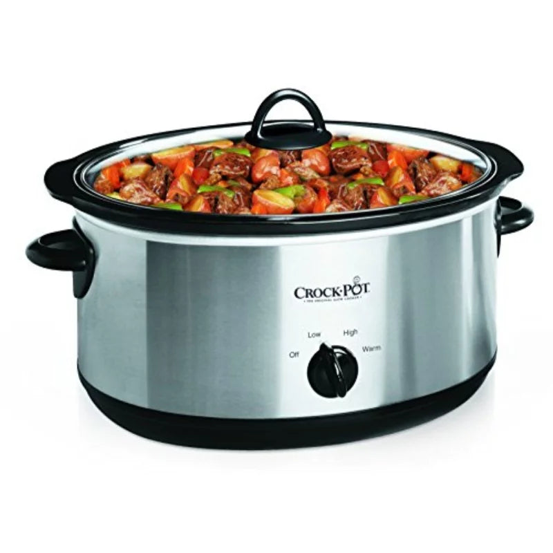 7 Quart Oval Manual Slow Cooker, Stainless Steel N670