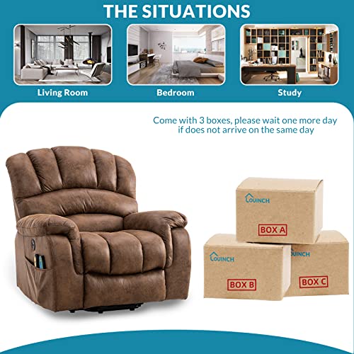 Large Power Lift Recliner Chair with Massage and Heat, Extra Wide Oversized Electric Recliner, 350lbs Capacity (Brown) Z109