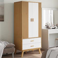 Solid Wood Wardrobe Armoire Closet with 2 Drawers, Gray and Brown 30.1"x20.9"x67.7" U815512