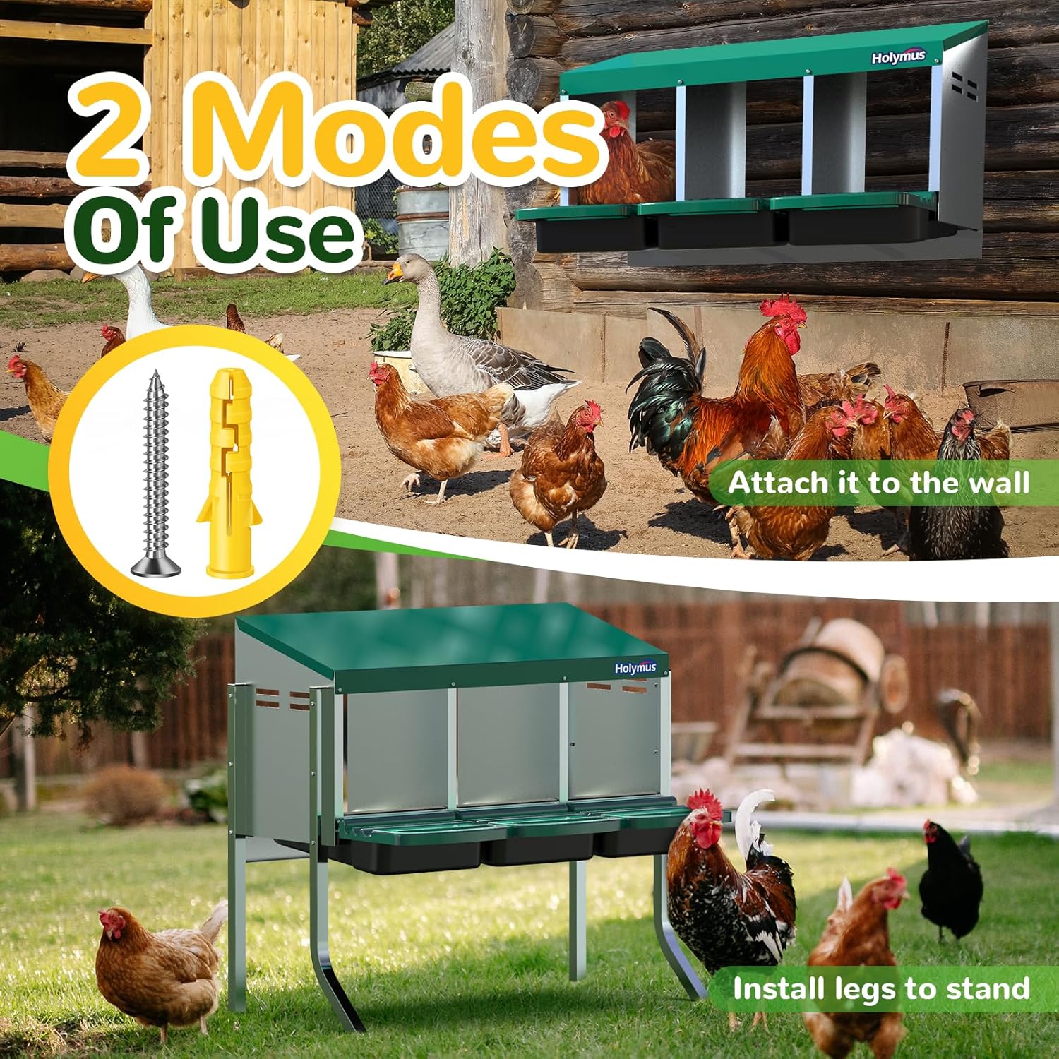 3 Holes Chicken Nesting Box with Metal Legs X13676