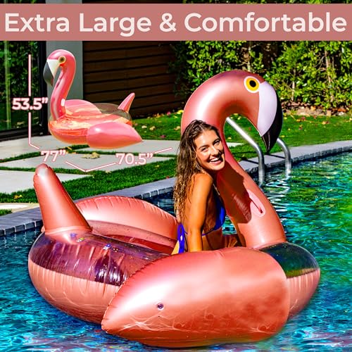 Huge 78 x 70 Pink Flamingo Pool Float P3281