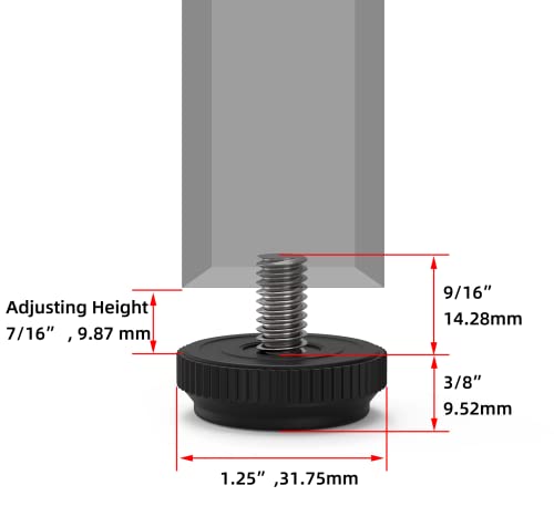 8 Pack 5/16-18 Stainless Steel Adjustable Threaded Furniture Leg Leveling Feet X637306