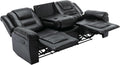 3 Seater Manual Reclining Leather Sofa with Center Console N35640