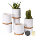4 Inch White Ceramic Plant Pots with Saucers, Set of 4 V8876