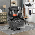 Black Leather Power Lift Recliner with Heat and Massage K149