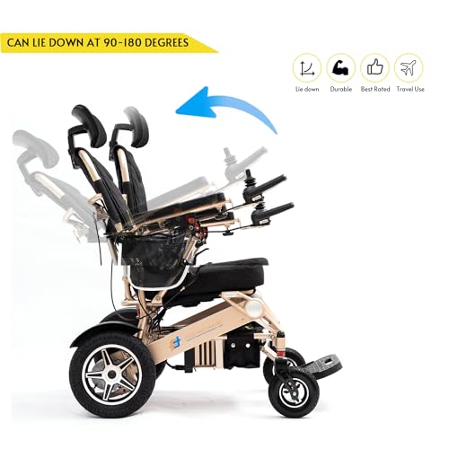 Lightweight Foldable Electric Wheelchair with Blue Seat Q807317