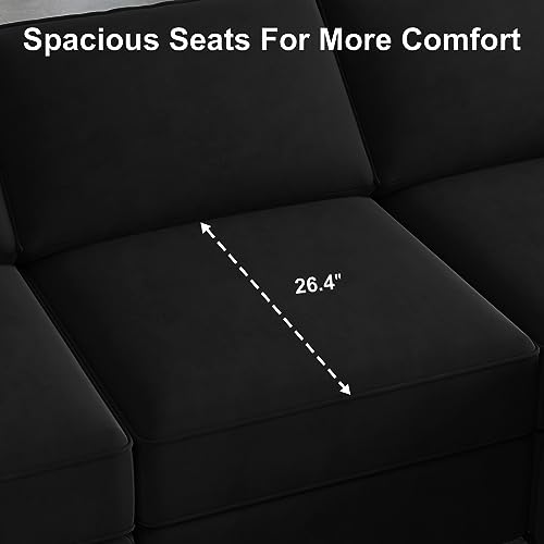 Modular U Shaped Sectional Sofa with Storage Seat Reversible Chaise Ottoman Velvet Fabric Z400270