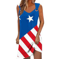 Casual American Flag Sleeveless Tank Dress P9654