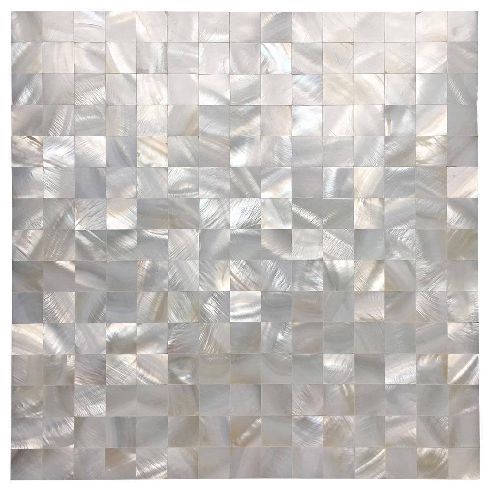 12 in. x 12 in. White Mother of Pearl Shell Mosaic Tile E111641