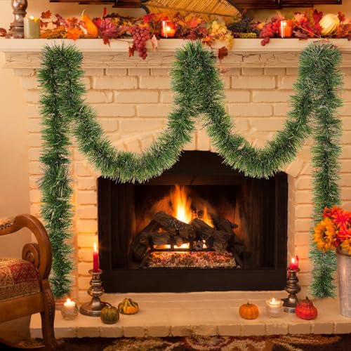50 Ft Non-Lit Green Tinsel Garland Q3592