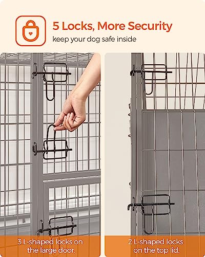 Black Metal Dog Crate with Removable Tray, 36.4 x 22.6 x 25.2 Inches Q636546