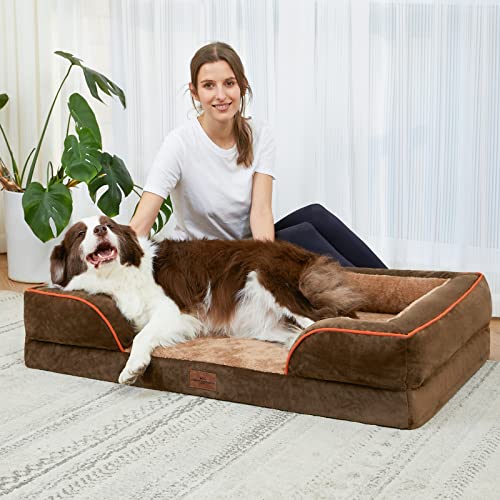 Jumbo Waterproof Orthopedic Memory Foam Dog Bed with Bolster and Removable Cover M131