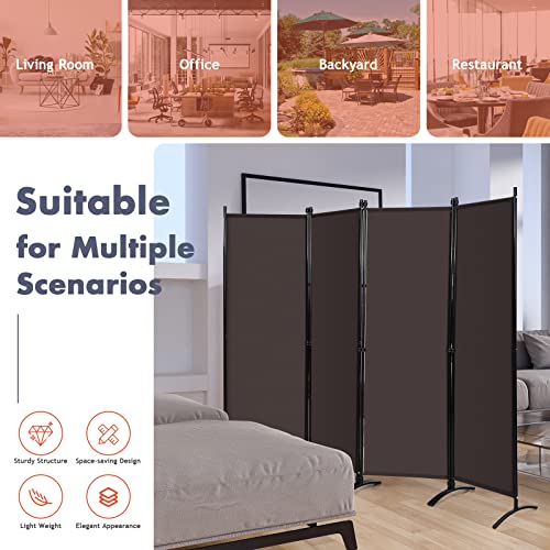 White 4-Panel Folding Room Divider with Iron Frame Y261386