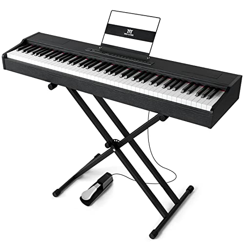 White 88 Key Weighted Hammer Action Digital Piano with Stand and Sustain Pedal V277851