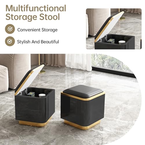 Black Lift Top Coffee Table with 4 Stools U19675