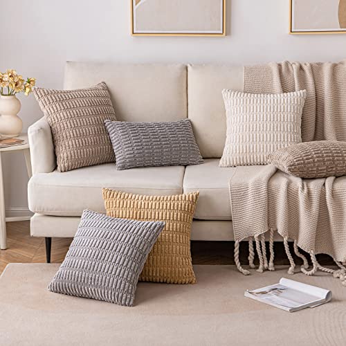 Pack of 2 Blue Corduroy Decorative Throw Pillow Covers 12x20 Inch J633126