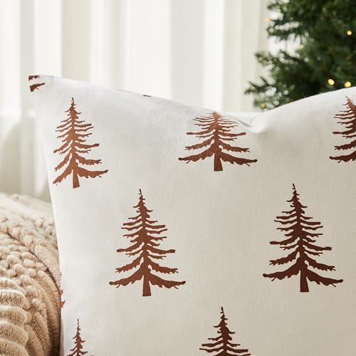 Cotton Christmas Pillow Covers Set of 2, 18x18 Inch Green O9898