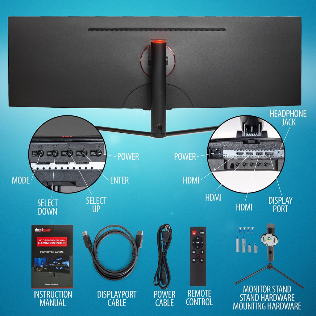 49" Curved Ultrawide E-LED Gaming Monitor, 32:9 Aspect Ratio, 3840x1080 Resolution, 144Hz Refresh Rate P222371