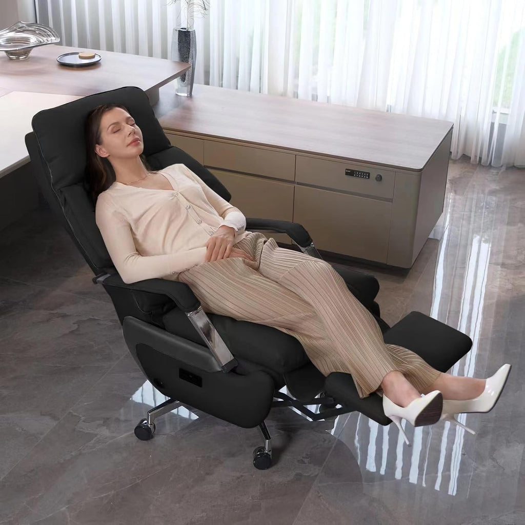Black Leather Ergonomic High Back Office Chair with Footrest V6666