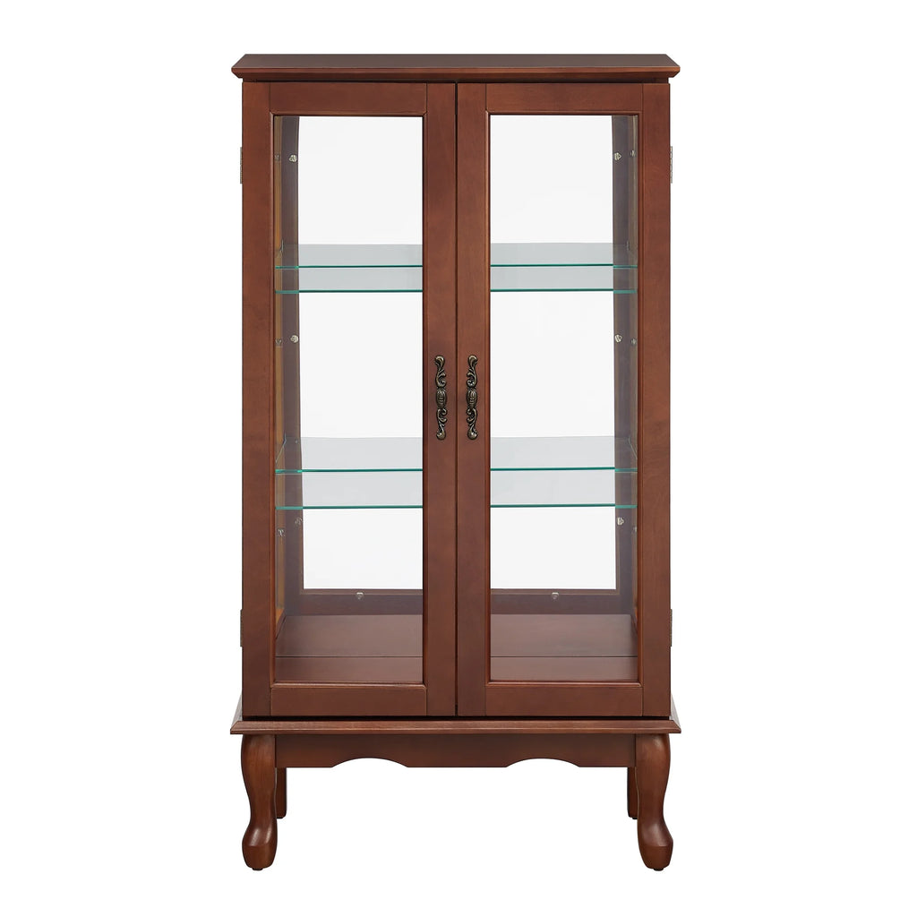 Walnut 3 Shelf Tempered Glass Curio Cabinet M660