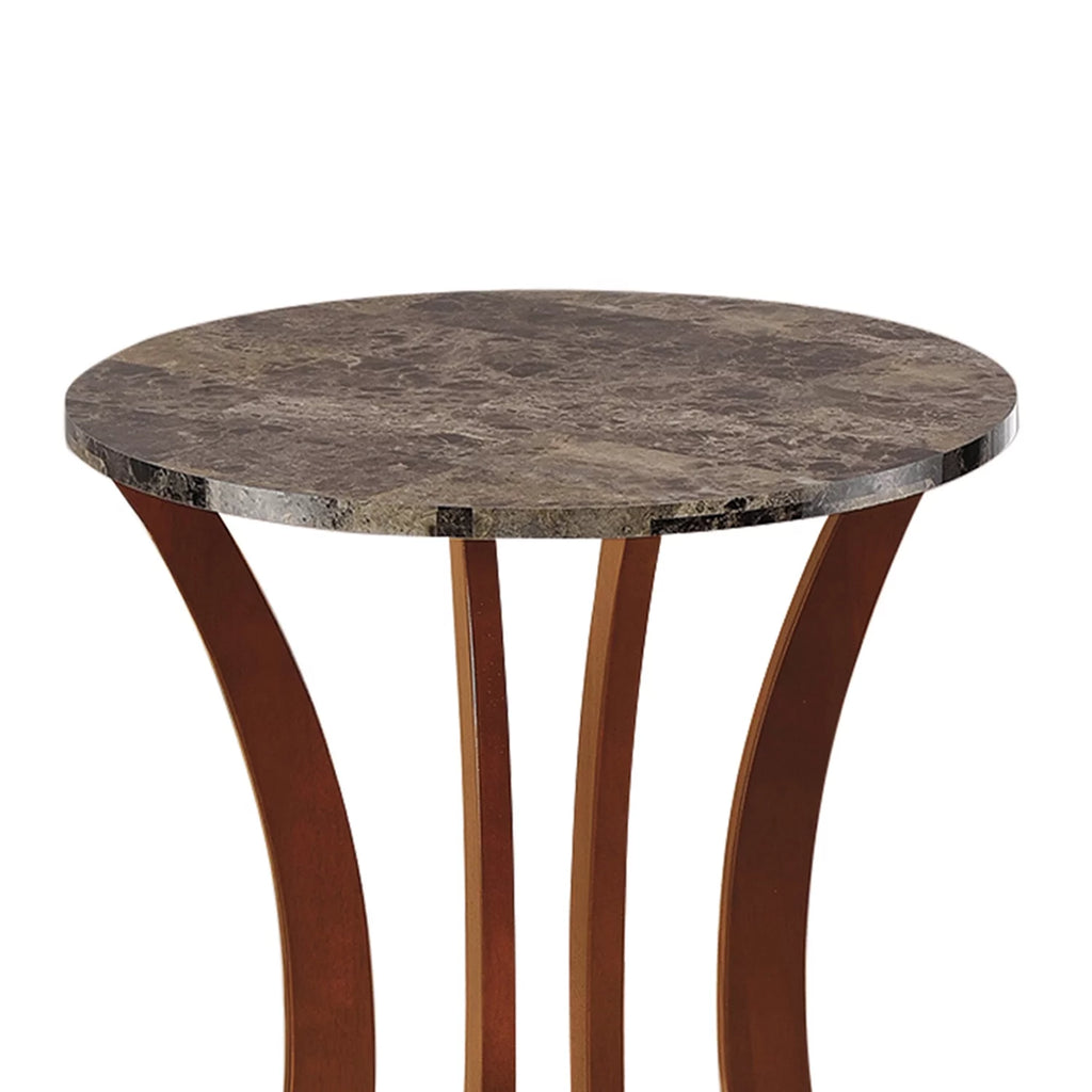 Brown Wooden Plant Stand With Faux Marble Top Q599131