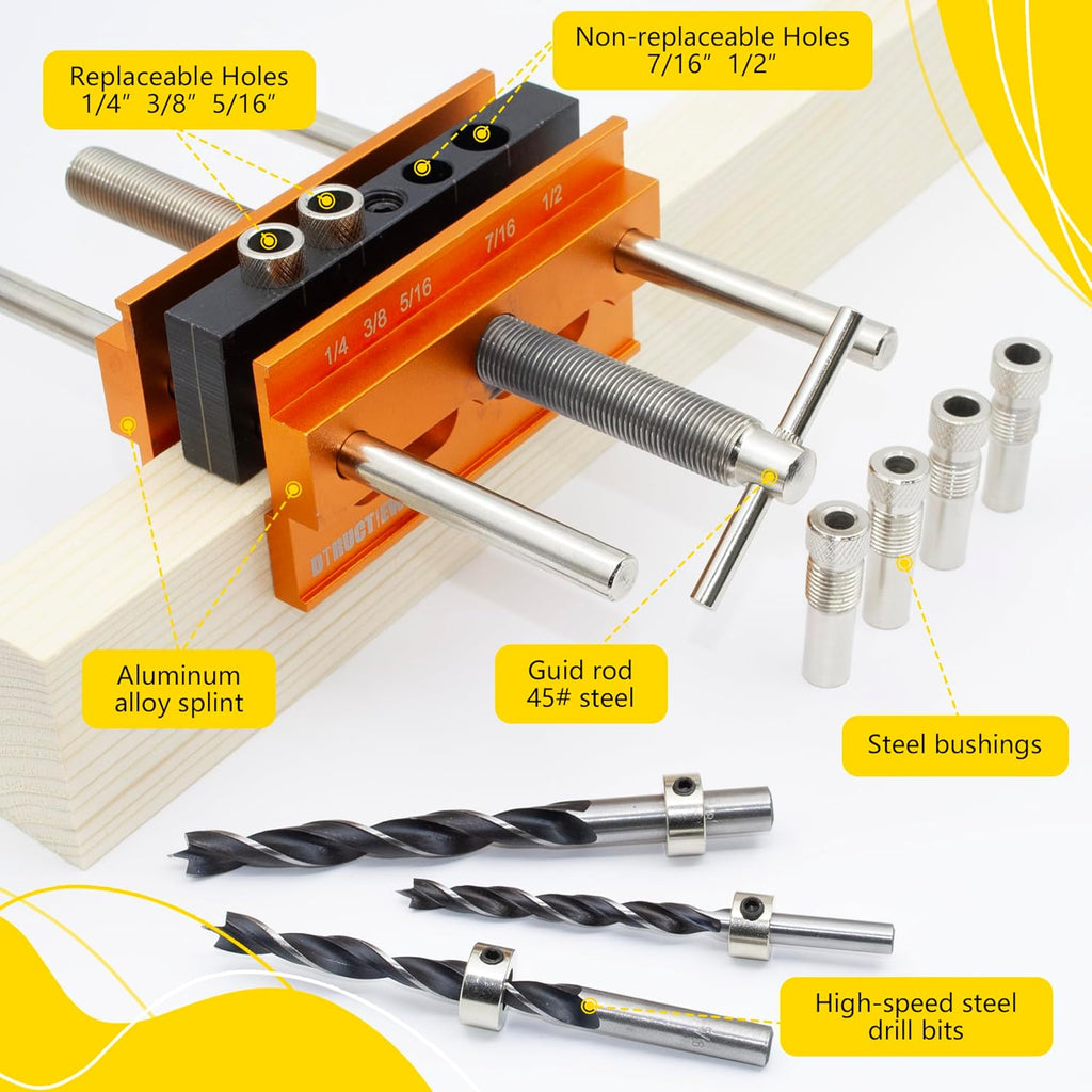 Self Centering Doweling Jig Kit with 6 Drill Guide Bushings A7639