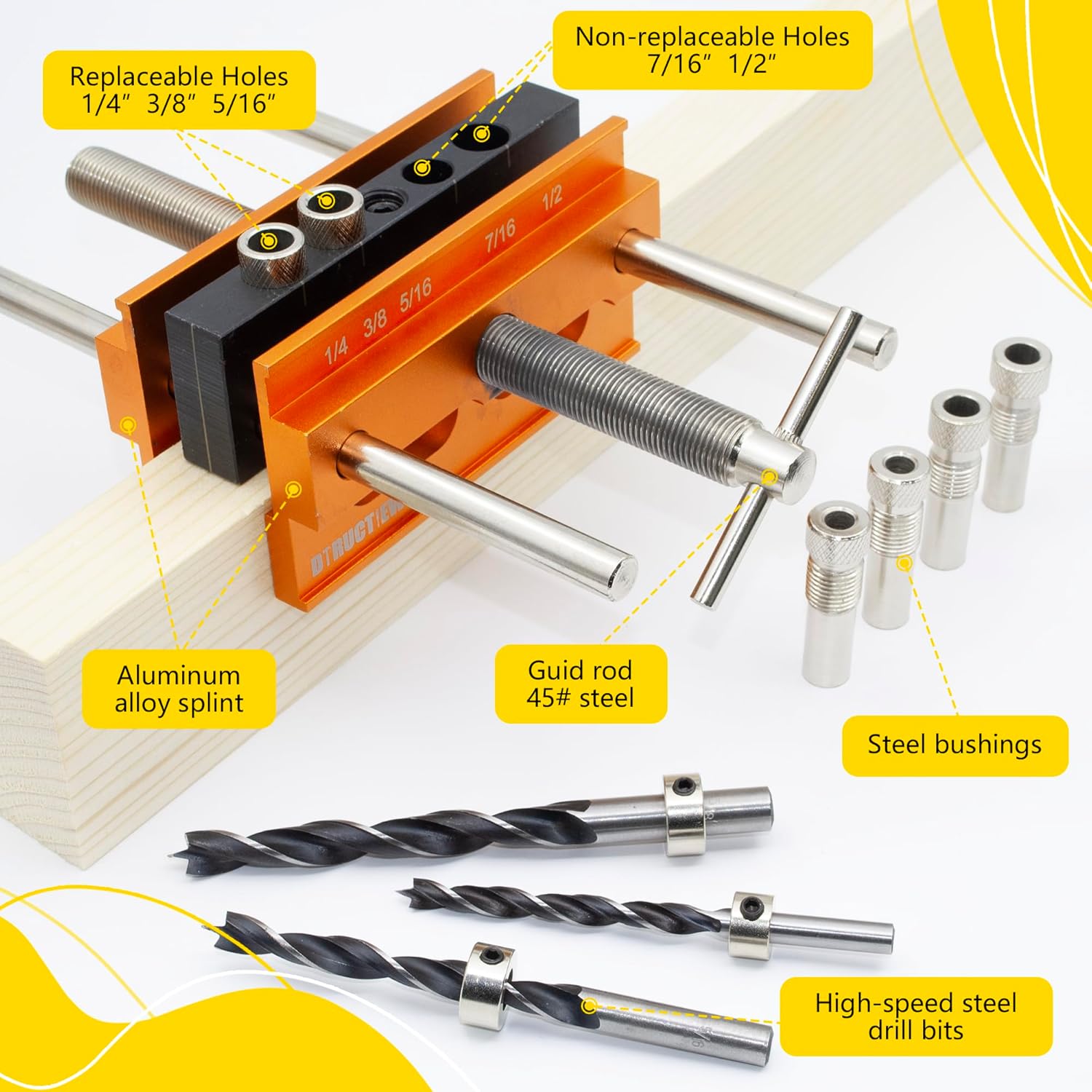 Self Centering Doweling Jig Kit with 6 Drill Guide Bushings A7639