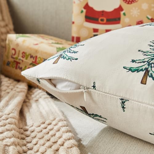 Cotton Christmas Pillow Covers Set of 2, 18x18 Inch Green O9898