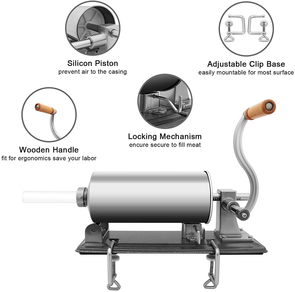 6.5LBS Stainless Steel Sausage Stuffer with 8 Tubes U4914