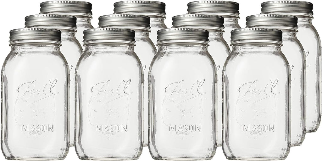 Regular Mouth Quart Jars with Lids and Bands, Set of 12 W9059